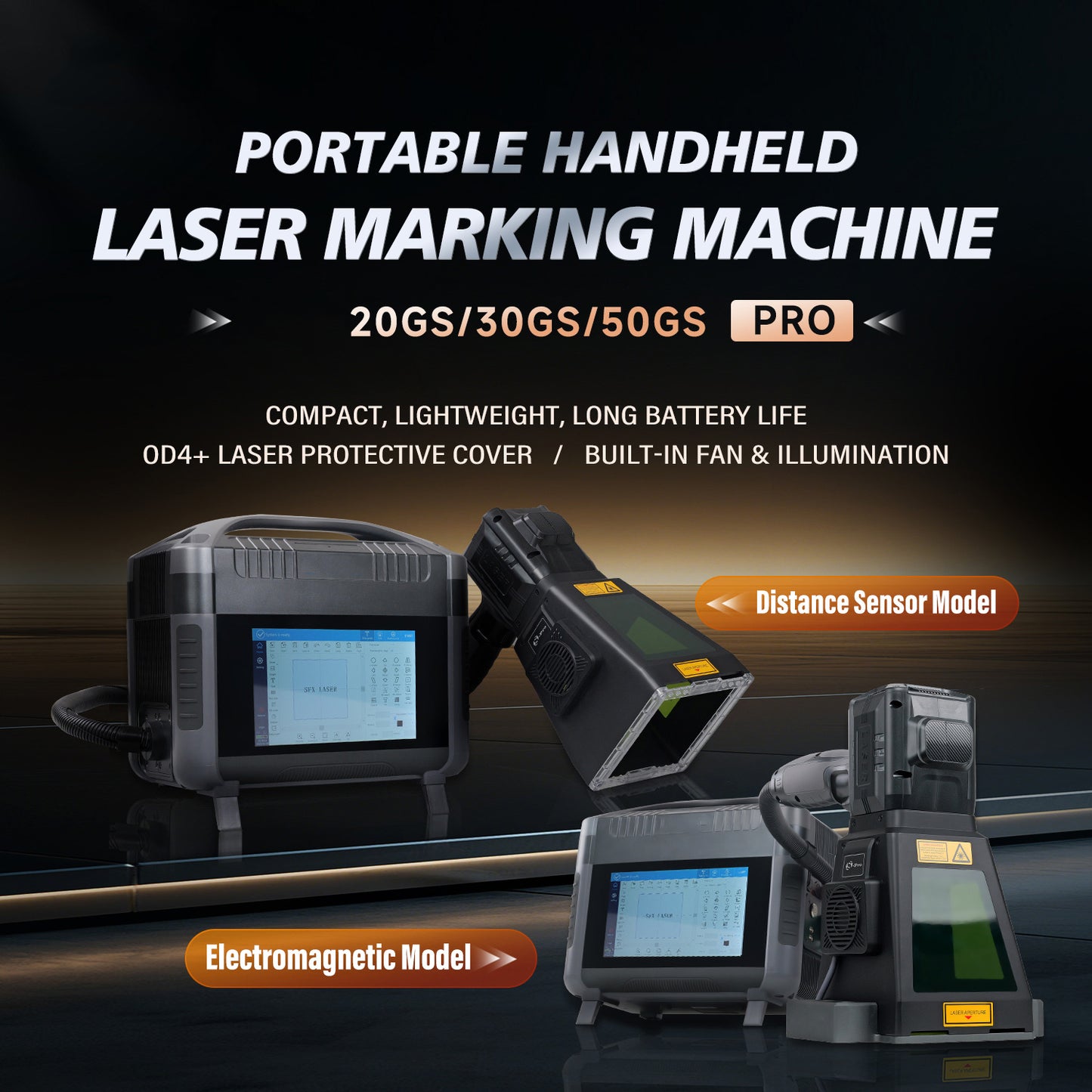 20W 30W 50W Pro Model Portable Laser Marking Machine Fiber with 100*100mm Marking Area