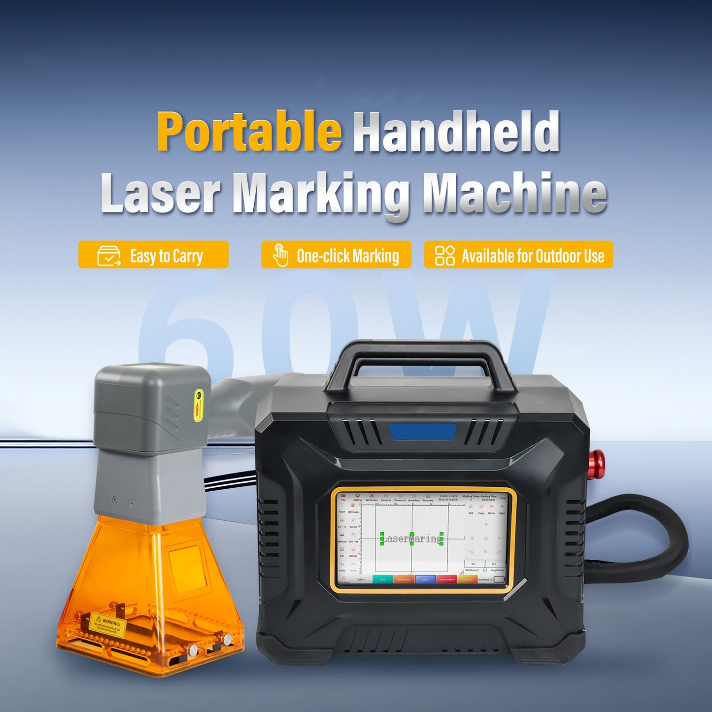 60W Portable Laser Marking Machine for Metal PVC Plastic Engraving MAX Handheld Fiber Laser Engraver