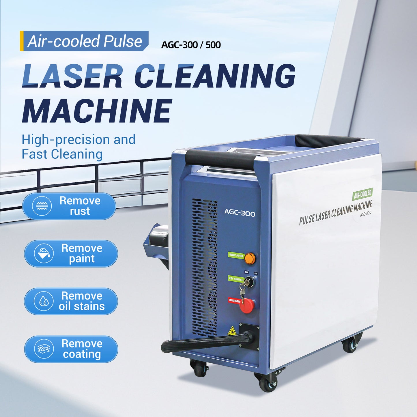 AGC300 AGC500 Pulse Laser Cleaning Machine