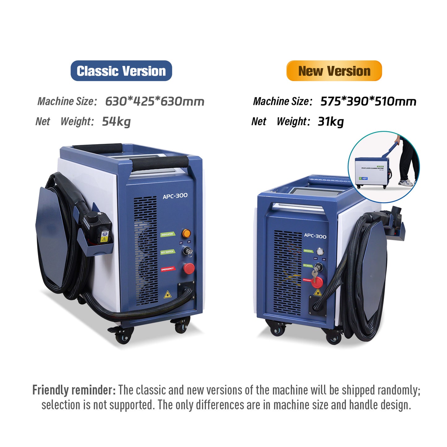 APC 300W 500W IoT Laser Cleaning Machine Portable Metal Rust Wood Paint Remover