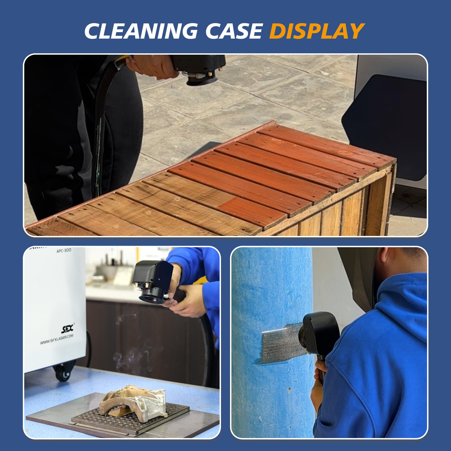APC 200W 300W 500W IoT Laser Cleaning Machine Portable Metal Rust Wood Paint Remover