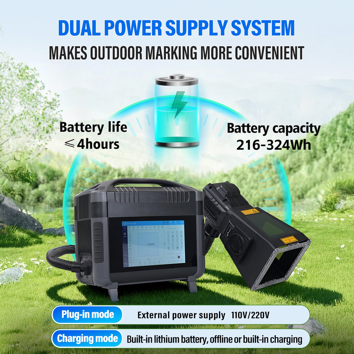 20W 30W 50W Pro Model Portable Laser Marking Machine Fiber with 100*100mm Marking Area
