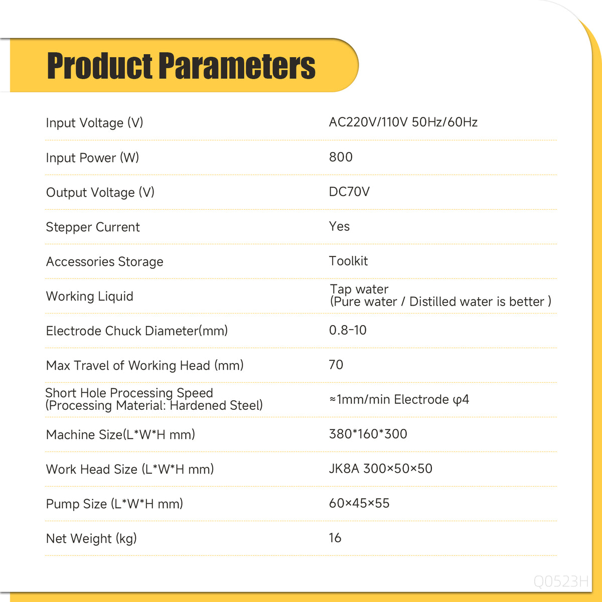 EDM-8C Broken Tap Remover Product Parameters