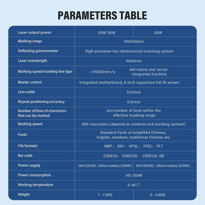 20W 30W 50W Pro Model Portable Laser Marking Machine Fiber with 100*100mm Marking Area