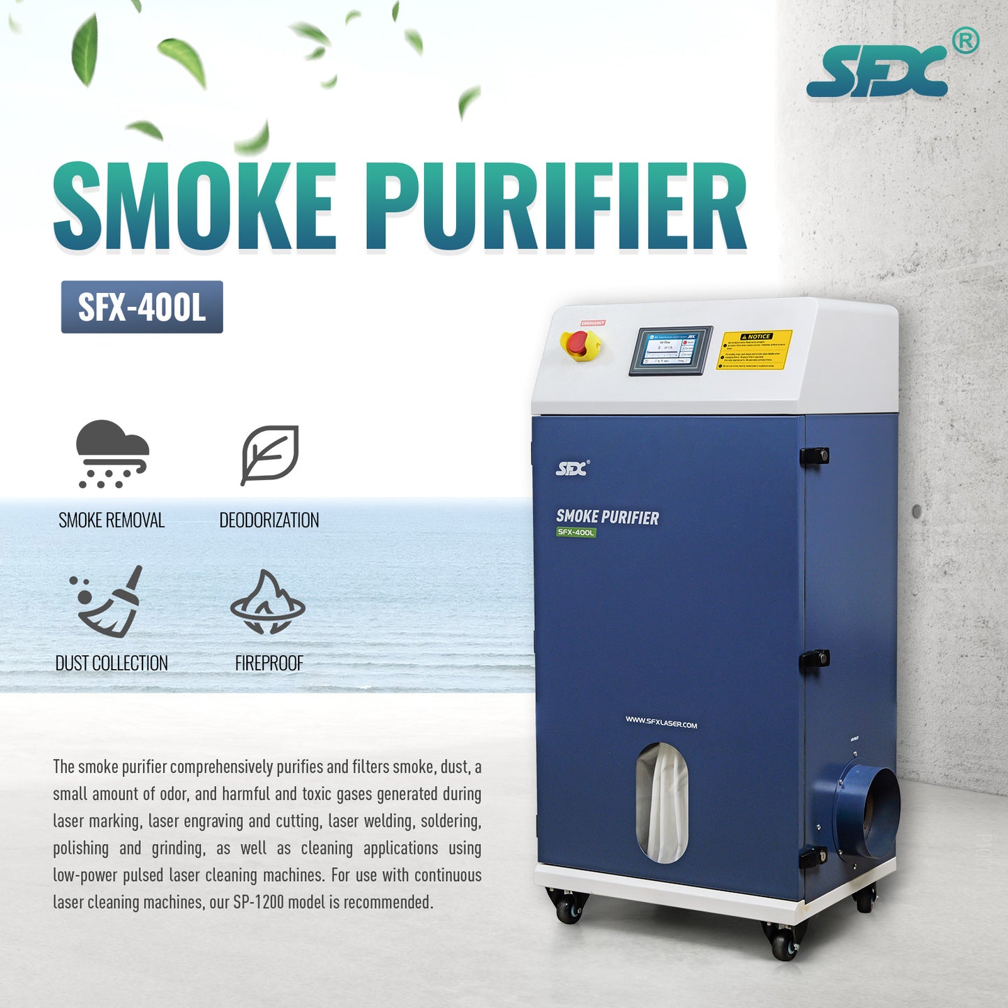 Clyertek Smoke Purifier Laser Cleaning Machine Fume Extractor