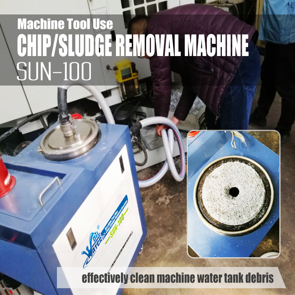 SUN-100 CNC Coolant Tank Cleaning Machine for Chip and Sludge Removal