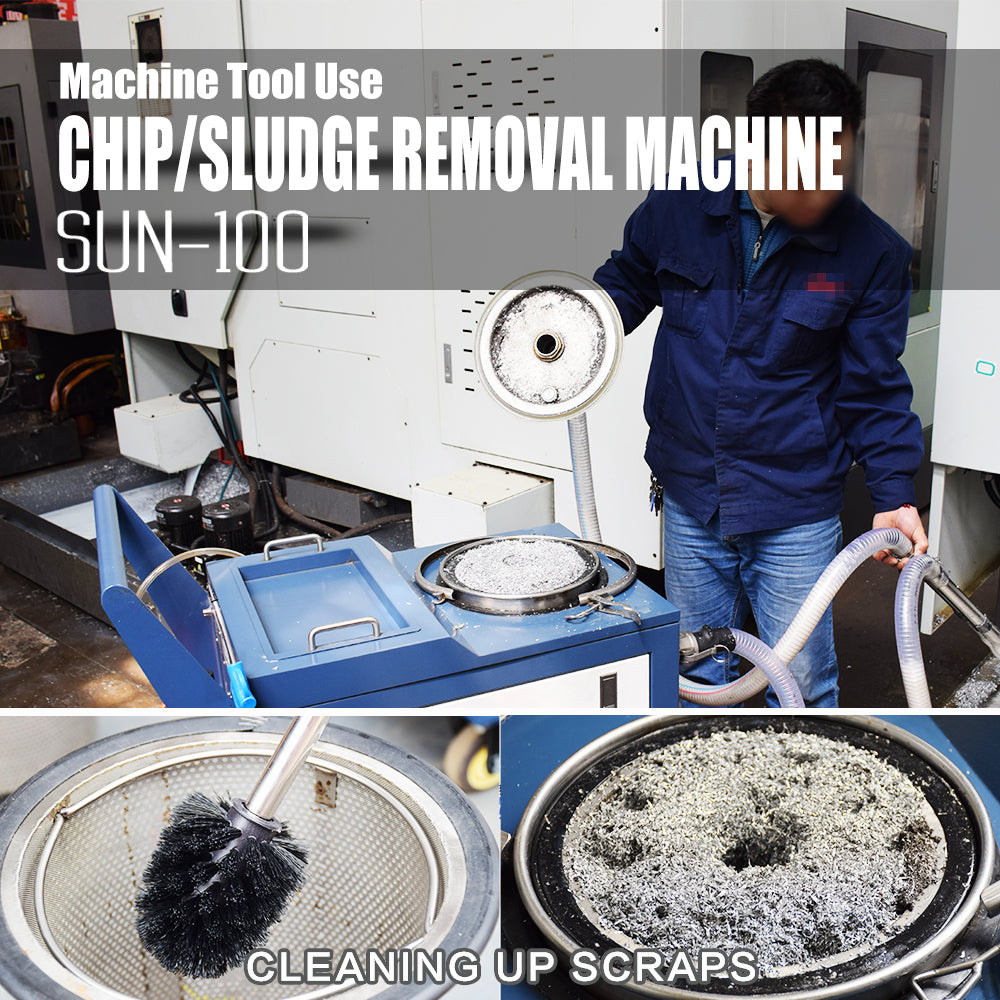 SUN-100 CNC Coolant Tank Cleaning Machine for Chip and Sludge Removal