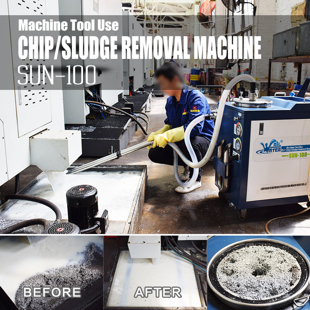 SUN-100 CNC Coolant Tank Cleaning Machine for Chip and Sludge Removal